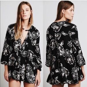 FREE PEOPLE Tree Swing Floral Print Long Sleeve Tunic